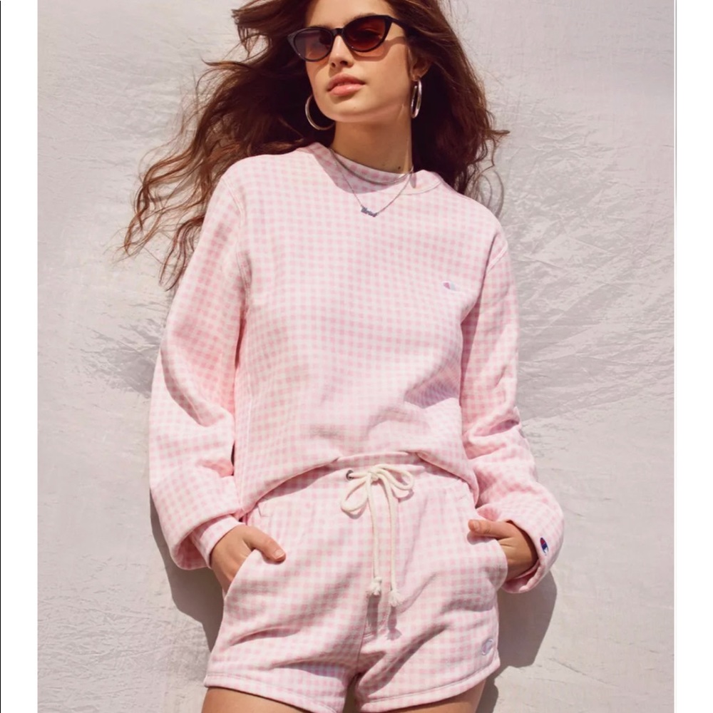 Very Rare Champion + HVN for Urban Outfitters Gingham Crew-Neck Sweatshirt